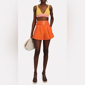 INTERMIX Leslie Double Belted Cotton Shorts, Size 6